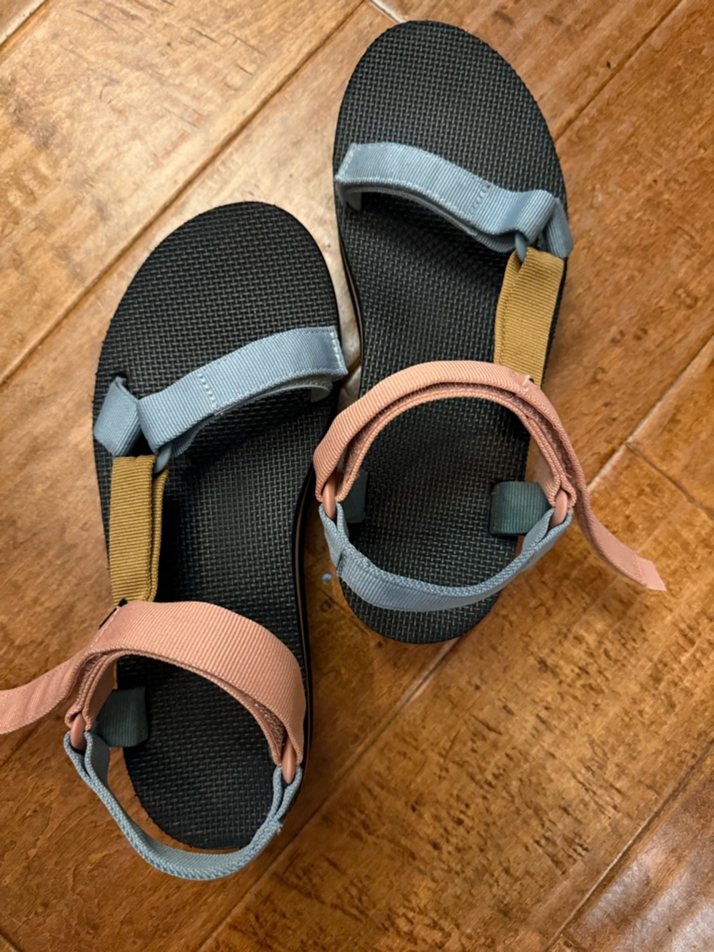 Teva platforms!!!   Strappy Sandals in Black with Pink, Blue & Mustard Straps